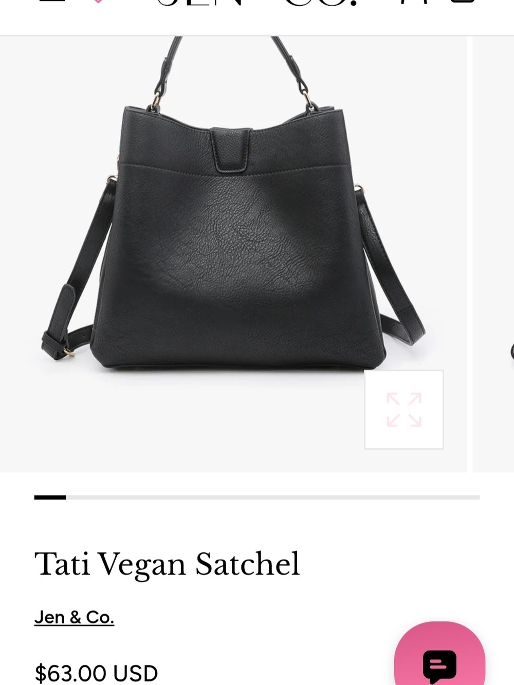 Tati Vegan Satchel - Black by Jen & Co.